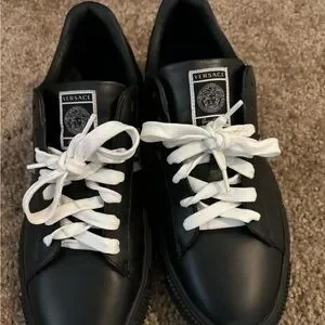 Versace | Shoes | Versace Black Leather Loafers Sleek  display picture 3